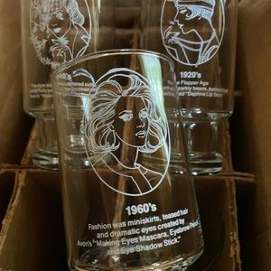 Vintage Avon Glass Tumbler Set of 6 w/Decade Designs